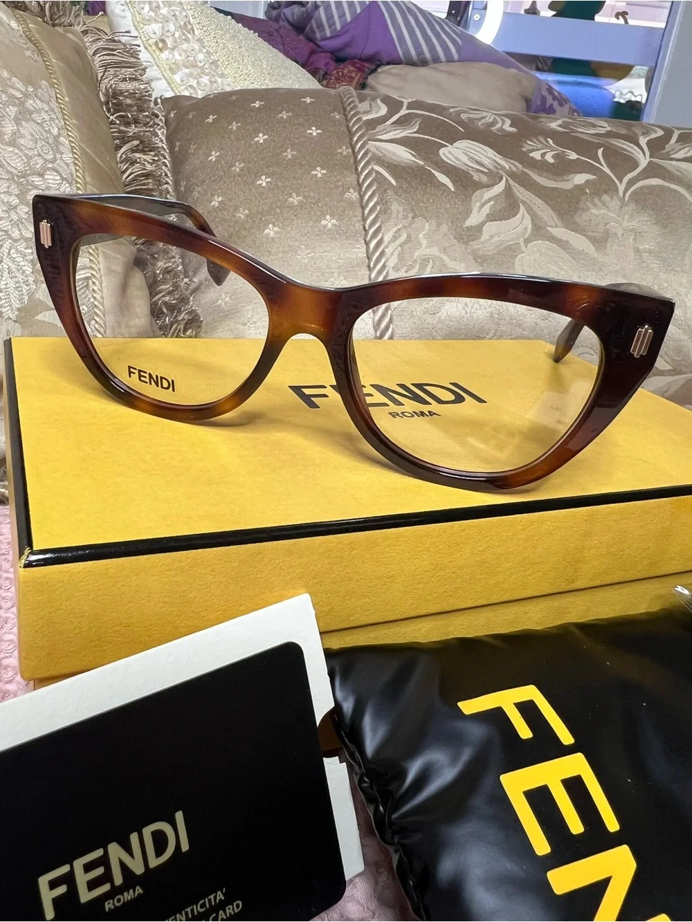 Fendi Roma Cat Eye Tortoise RX Eyeglass Frames FE50086I 053 New in Box